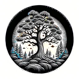 woods pine tree RPG MMO hotkey ability icon black and white