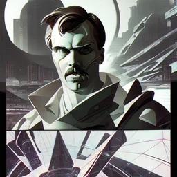 Futuristic, cyberpunk, Friedrich Nietzsche,Comic style