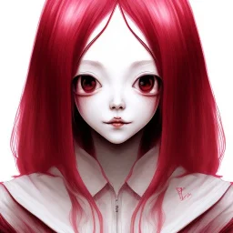  cute girl Junji Ito style, darkred tones,weird face