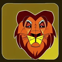 Lion King Animation OC male lion black mane triangular face hooked black nose tip