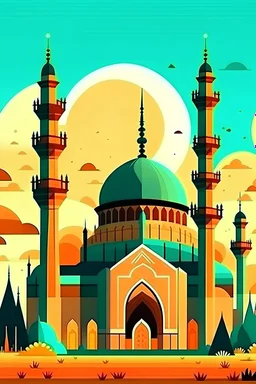 A cartoon image of a Ramadan Mosque