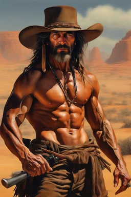 Full Color - Extremely muscular The Outlaw Jose Wales, in the style of 18-year-old Chinese cowboy, Boris Vallejo, Frank Frazetta, Grasshopper, 4k, 8k, 16k, 32k. 100k UHD, ultra hyper resolution, extremely detailed, hyper-realistic, photorealistic, Realism Engine, EpicPhotoGasm, Realistic Vision V51, Realistic Stock Photo, ProtoVision, Realism Engine, RealVis XL, Zavy Chroma XL, RealVisXL v4, Realistic Vision V5.1, AbsoluteReality v1.8.1, 100k Super UHD professional quality photograph,