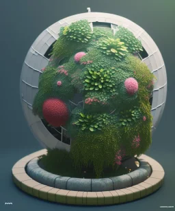 globe, plants and flowers around, kente, cinema 4d, octane render, high detail