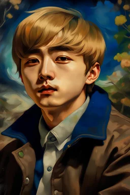 portrait of kim taehyung in van gogh form