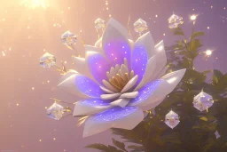  white and gold crystal flower in a galactic ambiance, transparent petals, delicate colors, full of details, smooth, bright sunshine，soft light atmosphere, light effect，vaporwave colorful, concept art, smooth, extremely sharp detail, finely tuned detail, ultra high definition, 8 k, unreal engine 5, ultra sharp focus