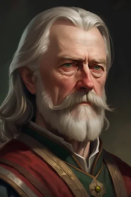 a painting of Sir Alaric white hair