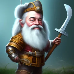 A beautiful dwarf with a sharp and beautiful ax in his hand, Full HD 4K, 8K