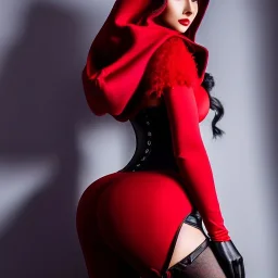 Ultra detailed fullbody Portrait in oil on canvas of busty Red Riding Hood wearing minimal skintight suit,intense stare,wearing tight corset,extremely detailed digital painting, extremely detailed face,crystal clear Big eyes,perfect iris, mystical colors ,perfectly centered image, ,perfect composition, rim light, beautiful lighting,masterpiece,16k, stunning scene, raytracing, anatomically correct, in the style of robert e howard and Ken Kelley and Ohrai Noriyoshi and Simon Bisley