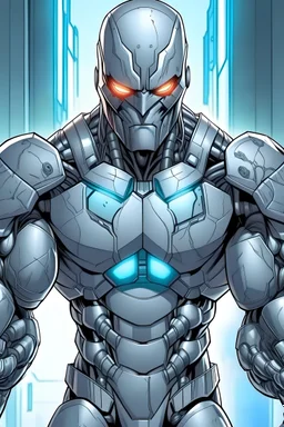 superhero who is very strong and gray and has the strongest robot hand in the world and is a villain