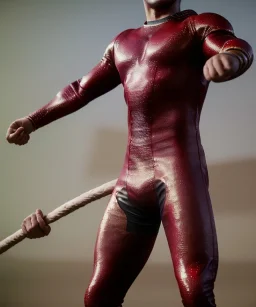 Man, wrestling, tights, retro style, hot ambient, photo studio, red, gold, vibrant color, highly detailed, art stations, concept art, smooth, unreal engine 5, god rays, ray tracing, RTX, lumen lighting, ultra detail, volumetric lighting, 3d, finely drawn, high definition, high resolution.