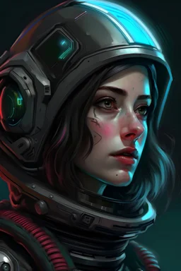 italyan cyberpunk girl in spacesuit, closeup