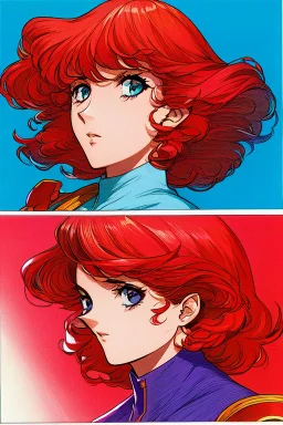 retro anime, 80's, redhead,portrait