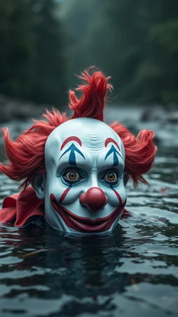 a face of clown in the river