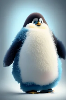 cheery penguin avatar full body in fluffy material