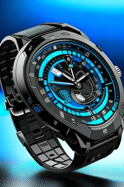 Design a dynamic image of an Obsyss sports watch in an action-packed scenario, such as a sports event or outdoor adventure. Capture the watch's durability and sporty design in a realistic and engaging setting.