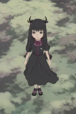 a young gothic demon girl with horns