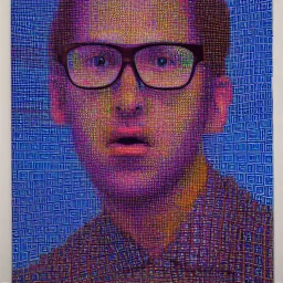 surreal university student in style of chuck close