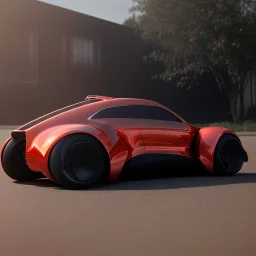 A concept car that has only three wheels. The rear wheel is in the middle.