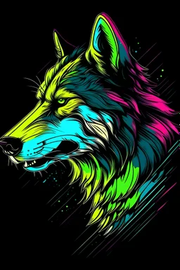 masterpiece, best quality, Siberian Wolf, simple logo background, in the style of japanese manga, duotone, professional quality panting, ultra detailed, joyful lightning, multiple colors with some shades, half body shot