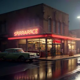 Ultra Realistic retro sci-fi afire Supermarket parking scene, 1960 year, many people running. blonde woman, sweet scarlet Johansson face, perfect iris, glow eyes, face makeup, tight latex coat; many panic people, Retro sci-fi style, soft color, highly detailed, unreal engine 5, ray tracing, RTX, lumen lighting, ultra detail, volumetric lighting, 3d, finely drawn, high definition, high resolution.