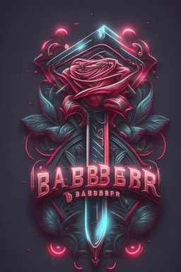 rose mit rasiermesser, haarschneidemaschine und diamant über schriftzug,firmenlogo für friseur barber, name soll SAMO THE BARBER sein, high quality, logo, cyberpunk style,led, symmetrisch, 4k, retro, gentleman