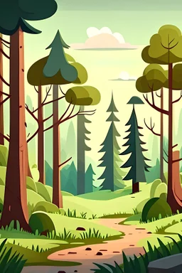 forest landscape simple cartoon style