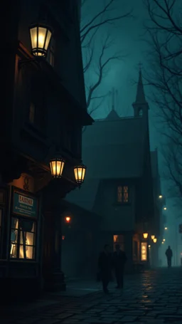 Si-Fi, The permanent under atmospheric lighting effects, intricate historical moody atmosphere, eerie grimdark ambiance, speculative fiction art. Bokeh