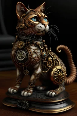 steampunk realistic cat hyper detailed