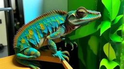 Chameleon and bathroom: both often involve a degree of camouflage or concealment—a chameleon blending with its surroundings, a bathroom concealing personal activities.