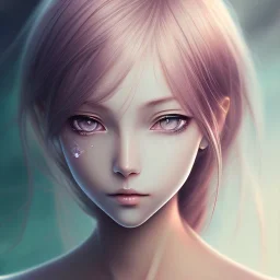 A realistic anime waifu character, water coulour painting