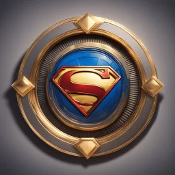 superman logo animated inside a golden medalion