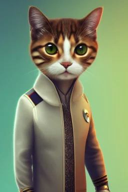 A cute cat dressed like Mr Spock from star trek