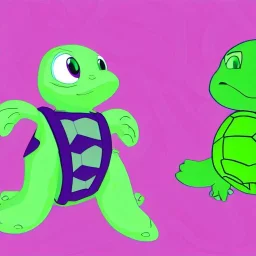 Cartoon turtle and aurora