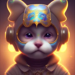 animal toddler character, ominous, facepaint, waist up portrait, intricate, oil on canvas, masterpiece, expert, insanely detailed, 4k resolution, retroanime style, cute big circular reflective eyes, cinematic smooth, intricate detail , soft smooth lighting, soft pastel colors, painted Renaissance style