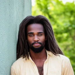 Long haired african male with hazel eyes