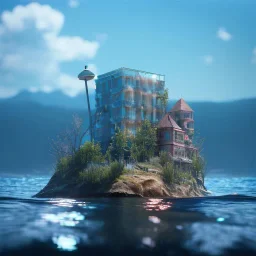 Kar küresi Glass Tall Box Mini Model Little Real Island shape smooth Mixed Water Fall Under Ocean Sunshine Summer Background Blue Sea, The Last Of Us / Avatar, Octane Render / ZBrush, Cinematic, IMAX Film, Nikon D750, 16K, Autostereoscopy, Anthropomorphic, Golden Ratio, Geometry, Symmetric, Depth Of Field, Highly Detailed, Ultra Realistic, Beautiful Lighting, Halfrear Lighting, Soft Light, Candoluminescence, Cast Shadow, Reflective, Glow, Translucent, Normal Map, Carbonated --testp