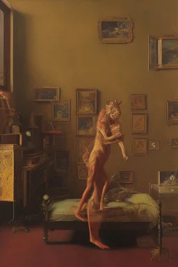 a chimera in a liminal room depicted by balthus