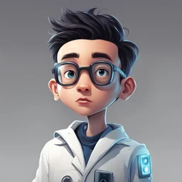smart boy ai who is gonna take over the world. cartoon. profile picture