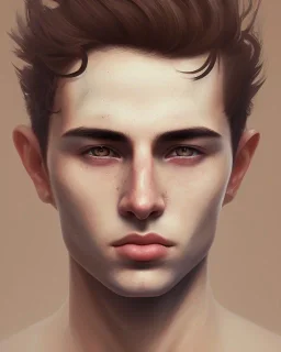  boy, cute, young, brown hair, brown eyes, mask covering mouth, head and shoulders portrait,head and shoulders portrait, 8k resolution concept art portrait by Greg Rutkowski,