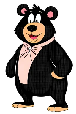 Pig in a black bear costume, as it would appear on Looney Tunes
