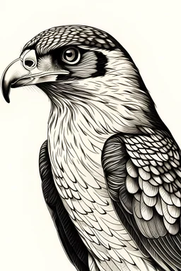 A simple drawing of a falcon bird that is facing forward