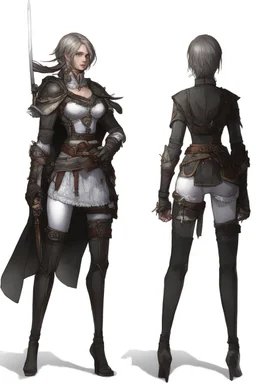 A female cleric dressed for the cold with a sword.