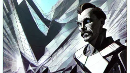 Futuristic, cyberpunk, Friedrich Nietzsche, comic style