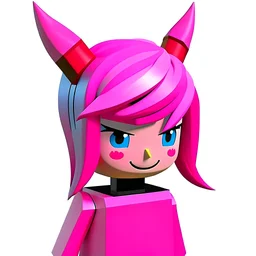 ROBLOX character pink hair with horns