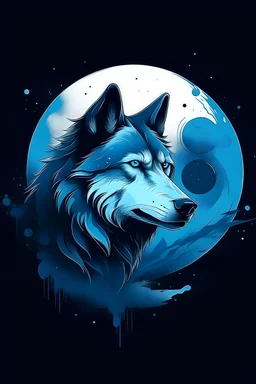 "Create an AI painting logo that captures the enigmatic essence of a wolf. Set against a backdrop of a moonlit night, depict the wolf in partial silhouette, its fur appearing as a blend of shadows and moonlight. Convey the untamed beauty and mystique of this majestic creature."
