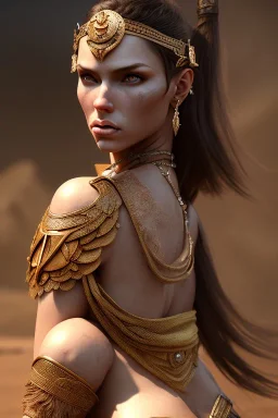 man, warrior, brunette hair, desert, 8k resolution, high-quality, fine-detail, intricate, fantasy art, detailed matte, volumetric lighting, illustration, 3D