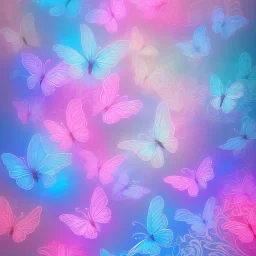 pastel colors, blue, pink, white, butterfly