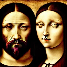 portrait of a men and a woman Leonardo da Vinci style