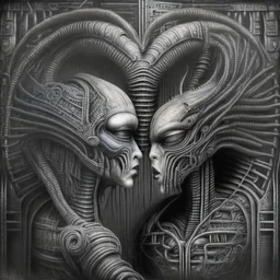 love in the style of HR Giger