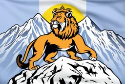 a mountain lion in a royal lion position like on flags or crests, vector
